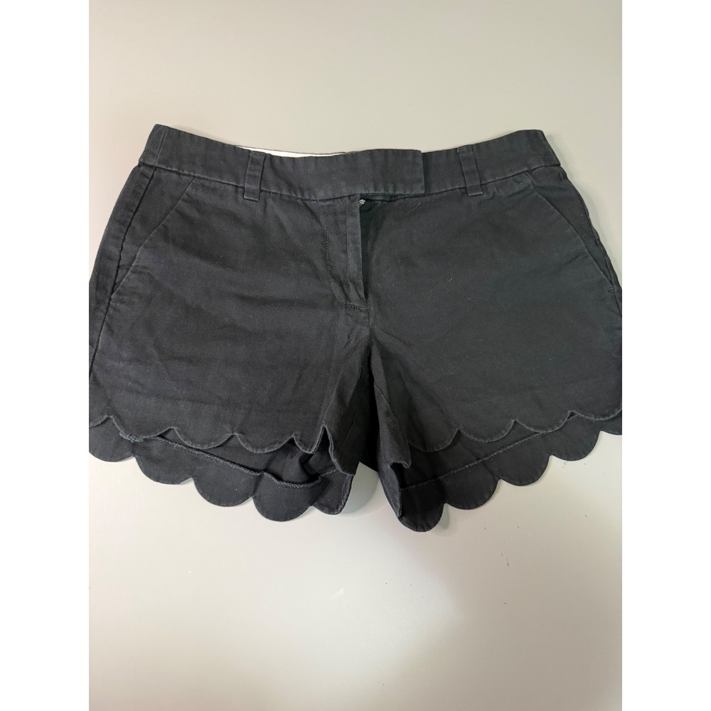J.Crew Womens Scalloped Hem Chino Shorts Black Cotton Size 6